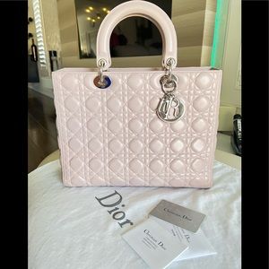 Authentic LARGE LADY DIOR Christian Dior BAG
Pink Cannage Lambskin